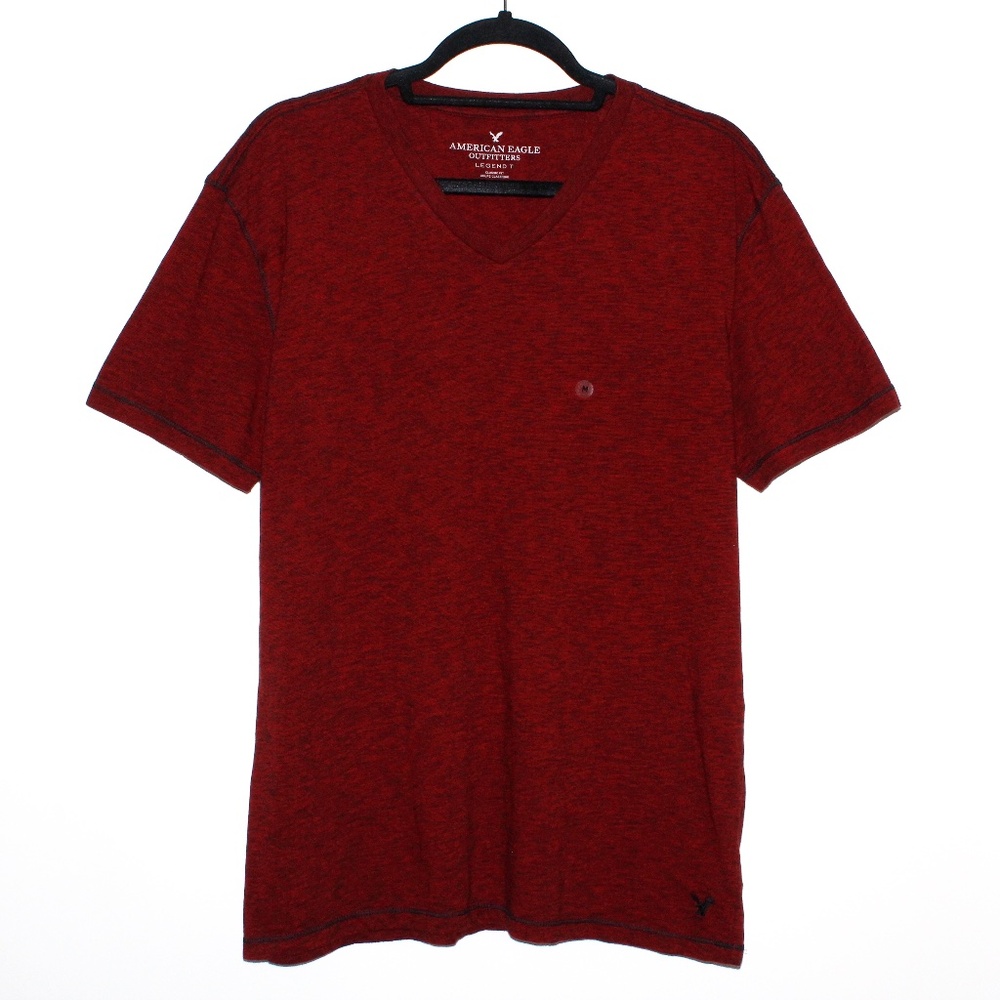 American Eagle "Legend T" V-Neck in Heather Burgundy
